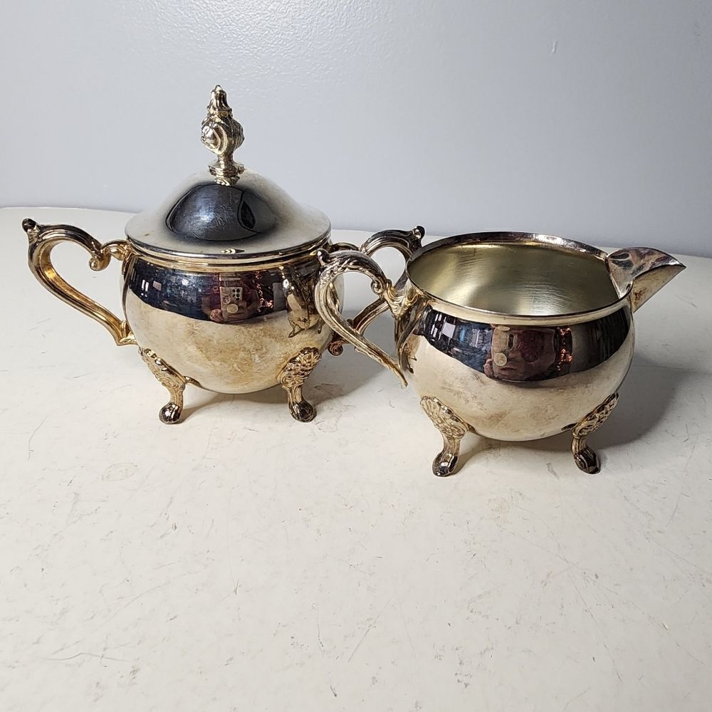 Leonard silver plated vintage cream and sugar dish